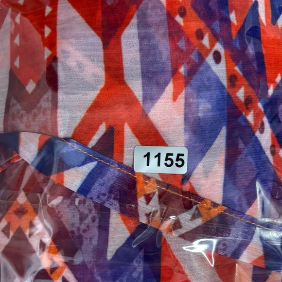 Becca Beach Vacation Swim Cover Up Deep V Neck Semi Sheer Orange Print Size M-L - Picture 9 of 9